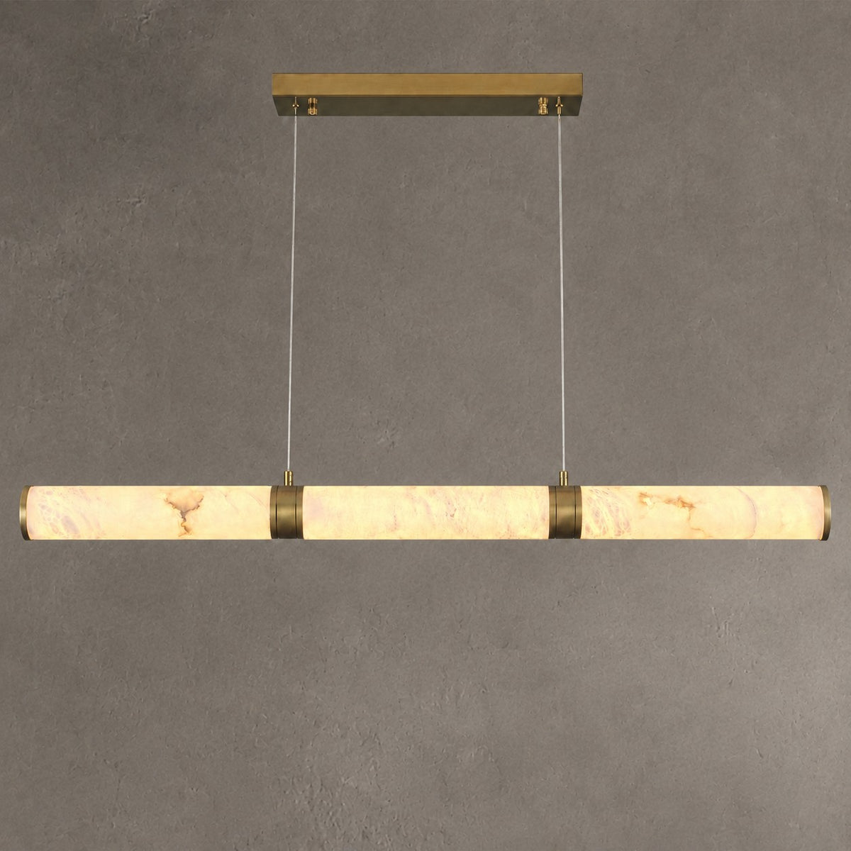 Anello Alabaster Cylinder Linear Dining Pendant Brass