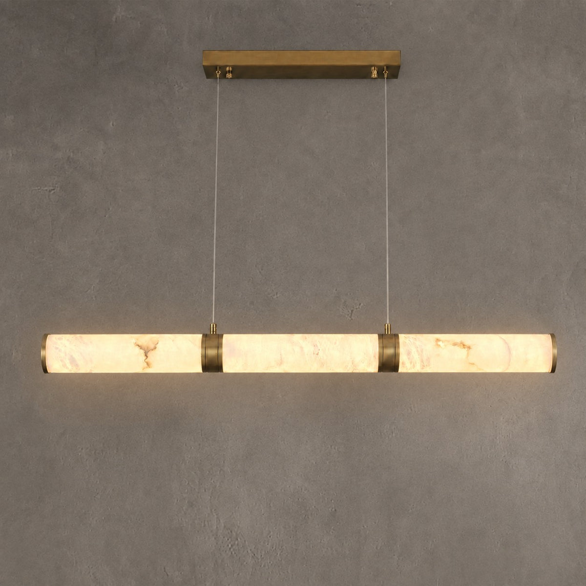 Anello Alabaster Cylinder Linear Dining Pendant Brass