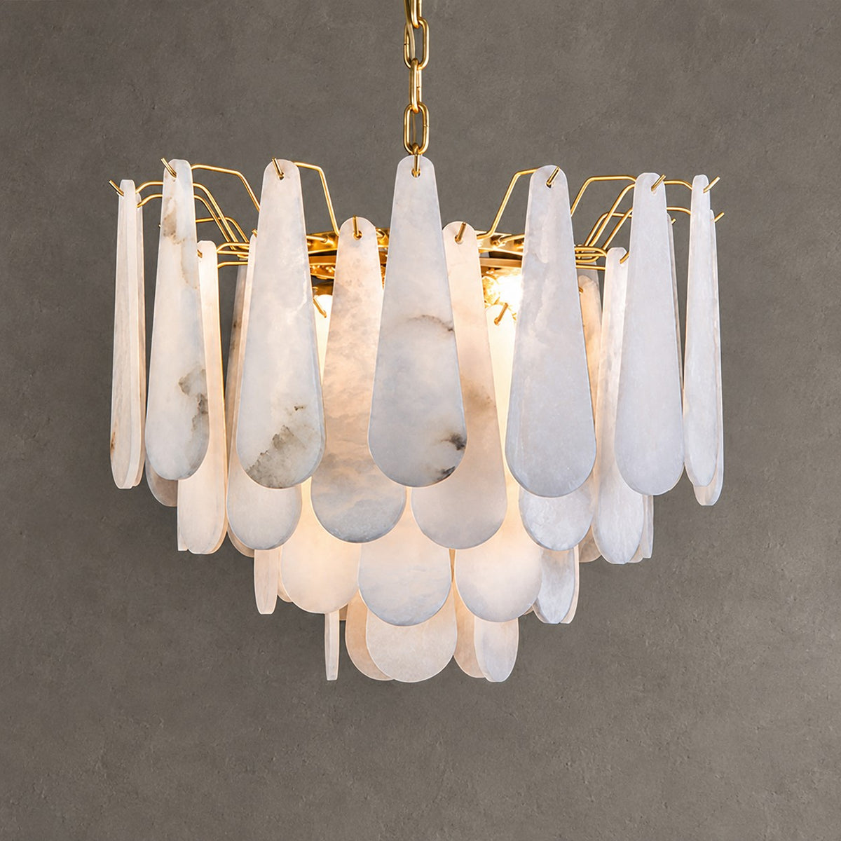 Anthea Spanish Alabaster Luxury Lamp Fixtures, Elegant Chandeliers