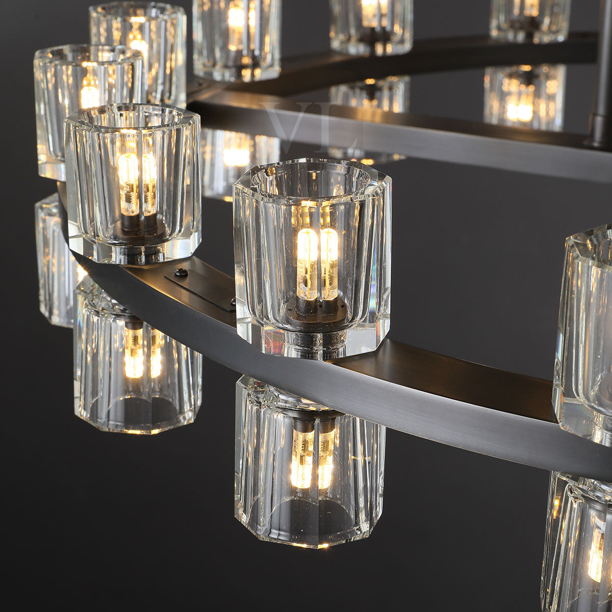 Avelon Crystal 2-Tier Round Chandelier 60"