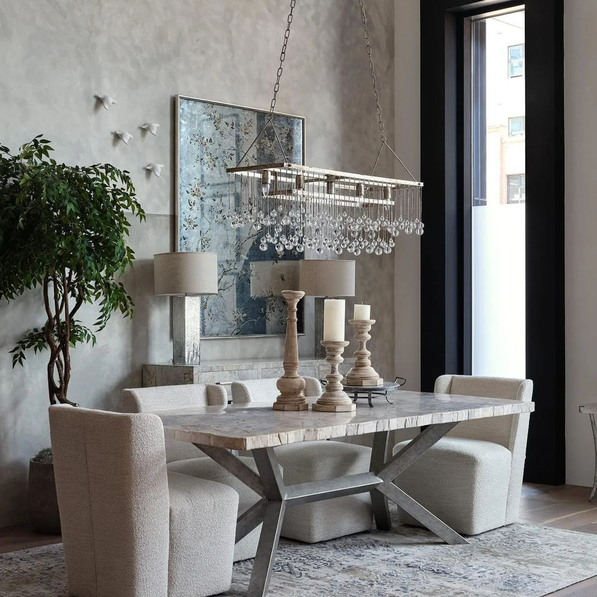 Crystal Ball Aubrey Rectangular Chandelier 47'' 60''