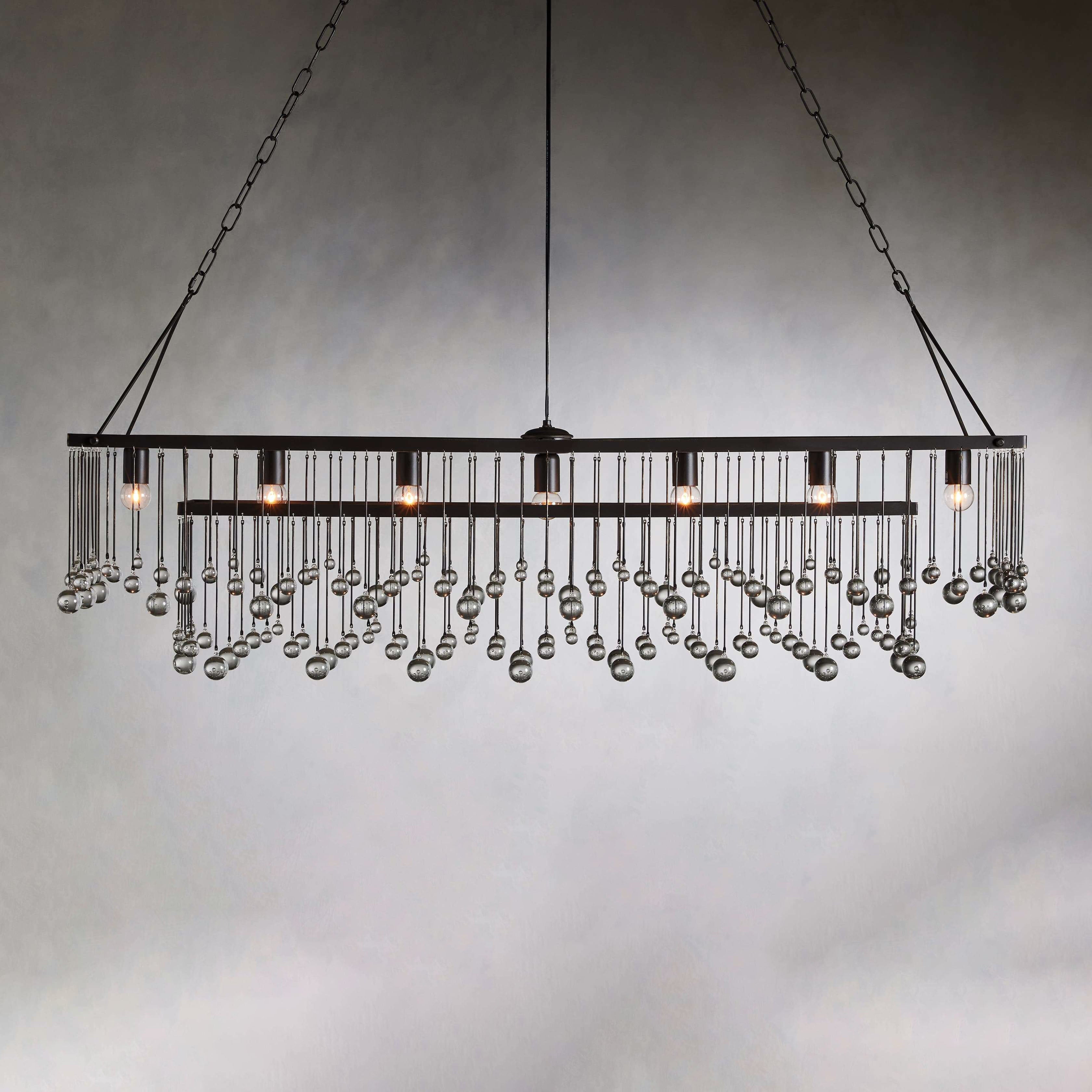 Aubrey Crystal Ball Rectangular Chandelier 47'' 60''