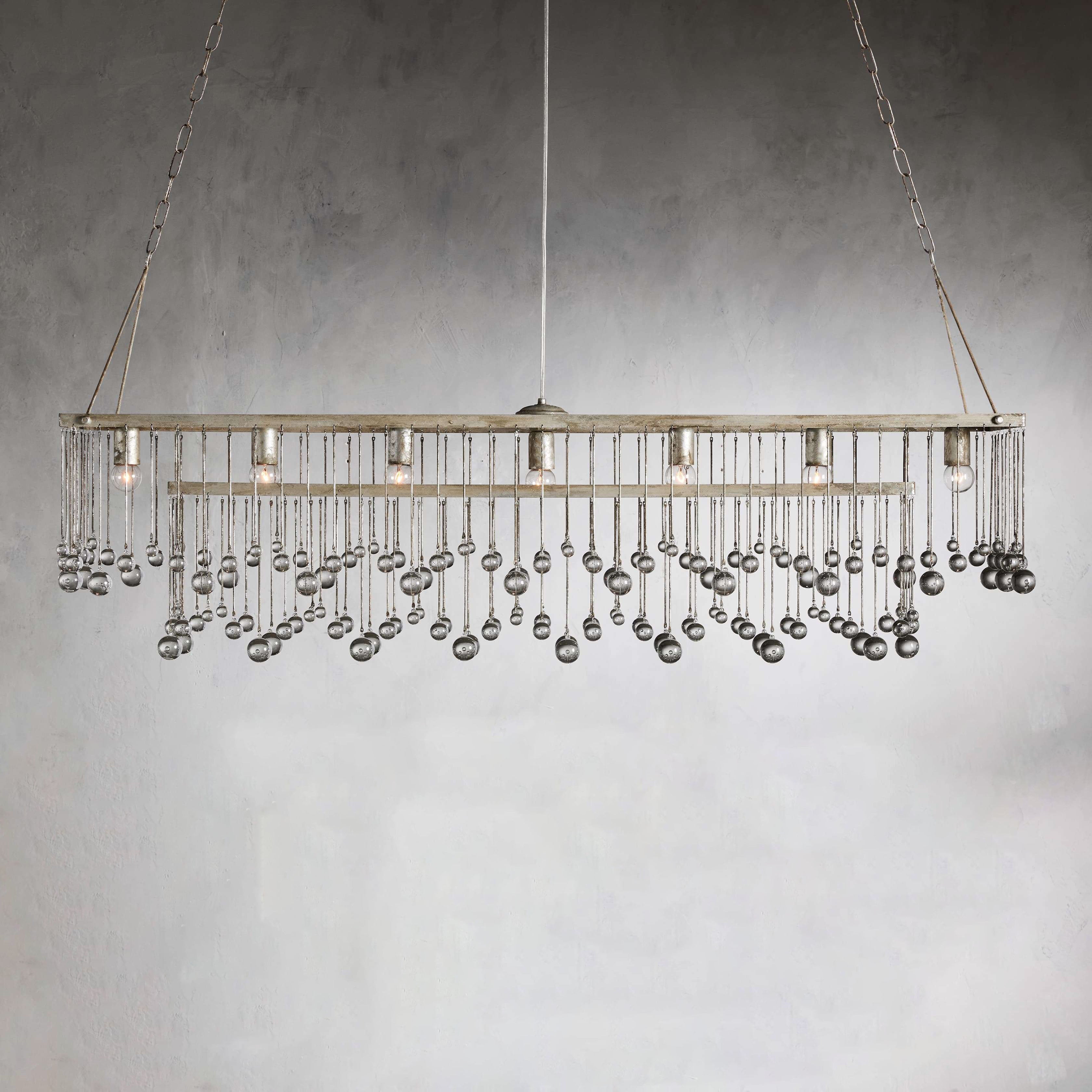 Aubrey Crystal Ball Rectangular Chandelier 47'' 60''