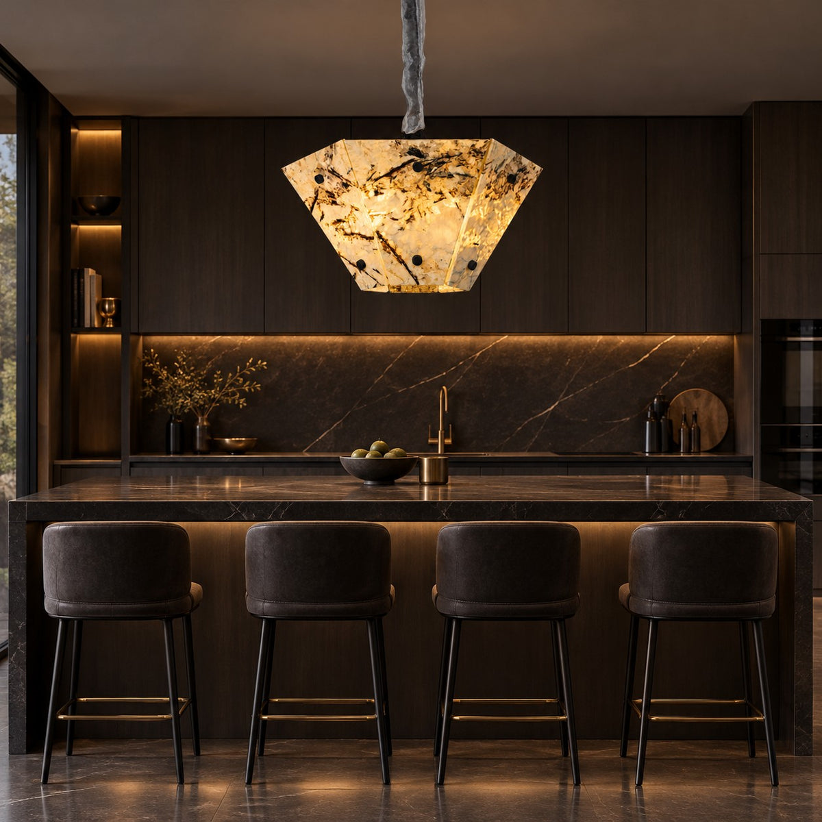 Modern Faceted Snowcrest White Luxury stone Chandelier