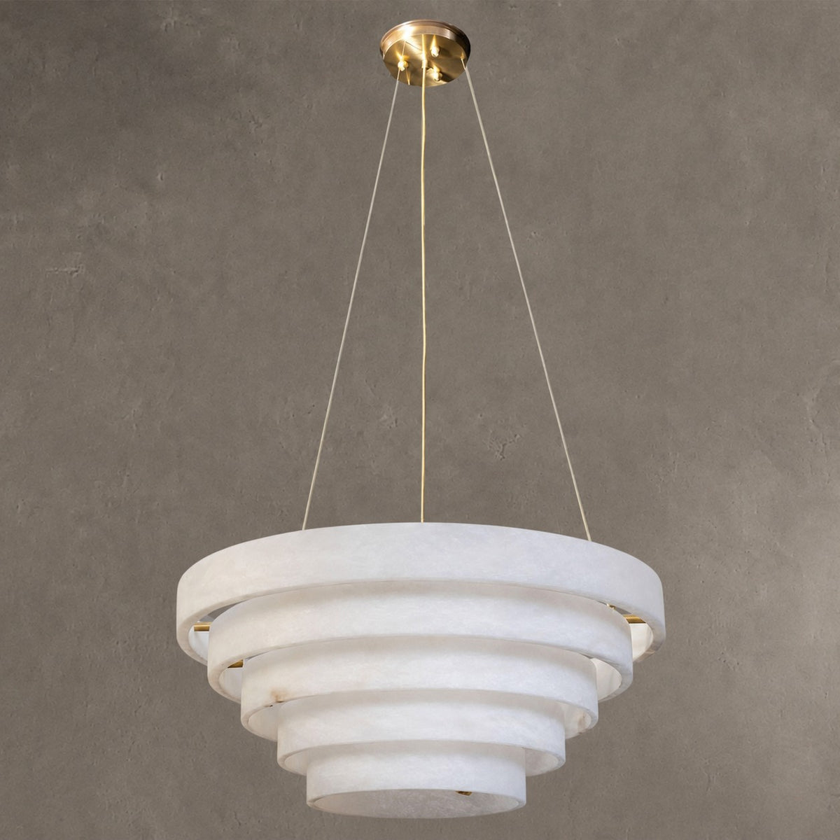 Alabaster Round Suspension Chandelier 52''