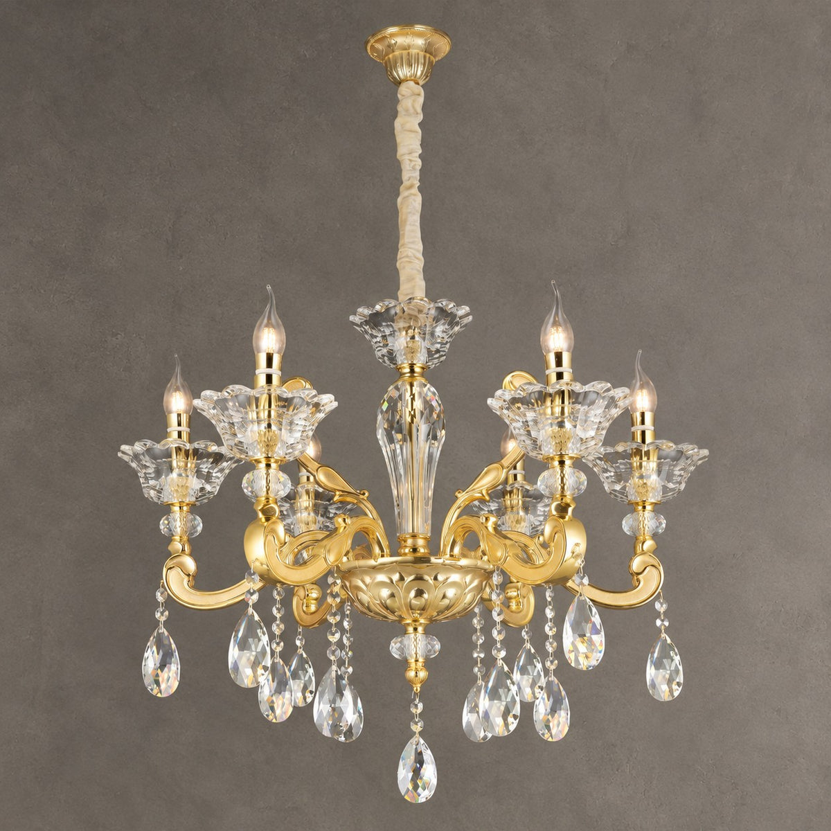 Baroque Revival Classical Brass Branches Candle Light Chandelier
