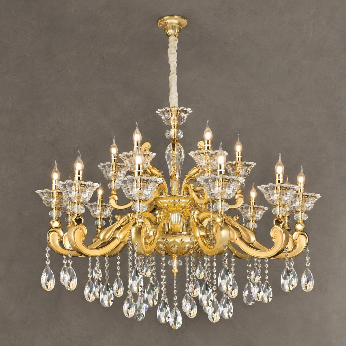 Baroque Revival Classical Brass Branches Candle Light Chandelier