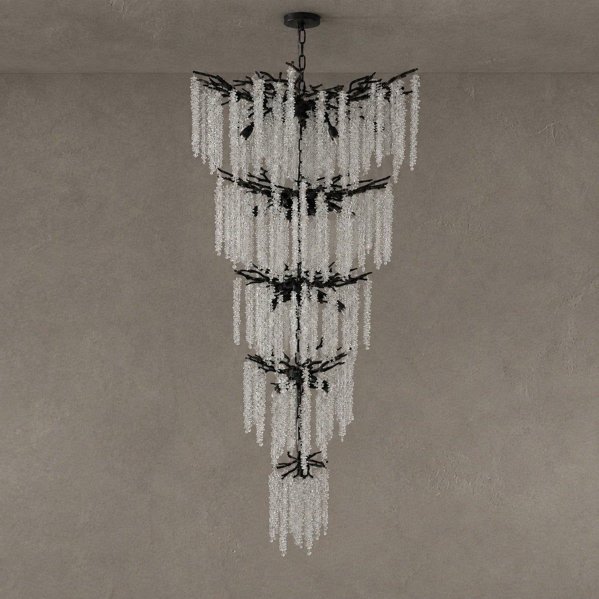 Octagonal Bead Tree Branch Staircase Light Five-Layer - Black 760