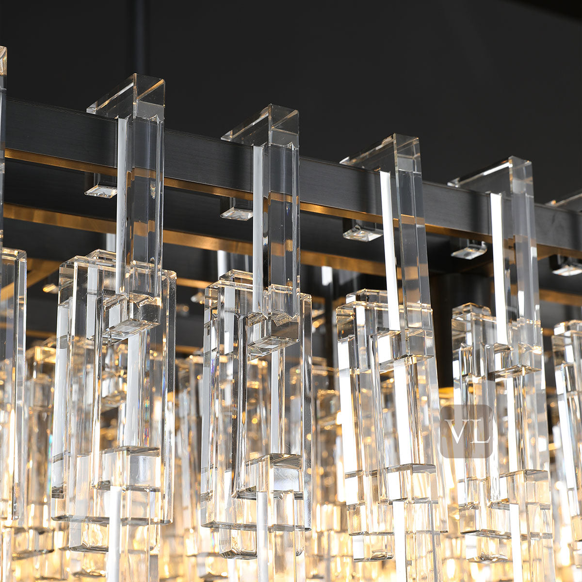 Miravon K9 Crystal Rectangular Chandelier 60"