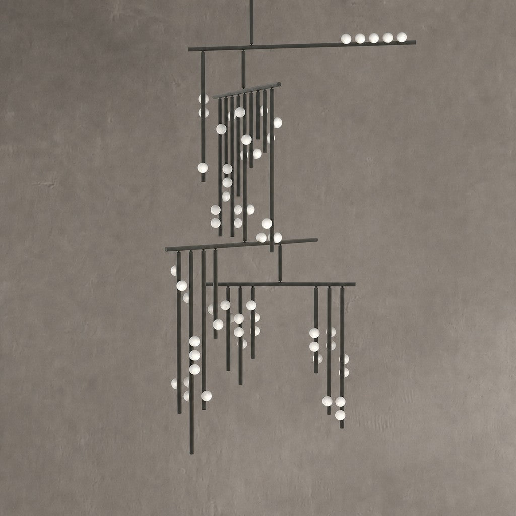 Brass Glass Drop Chandelier