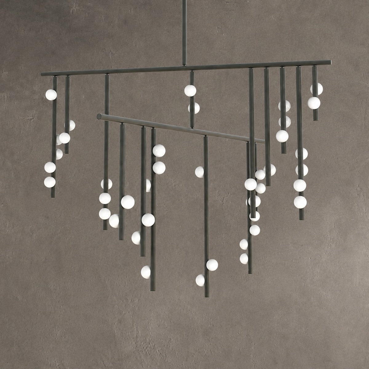 Brass Glass Drop Chandelier