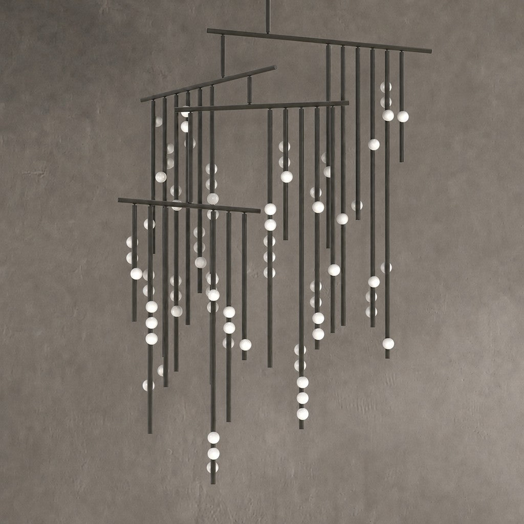 Brass Glass Drop Chandelier