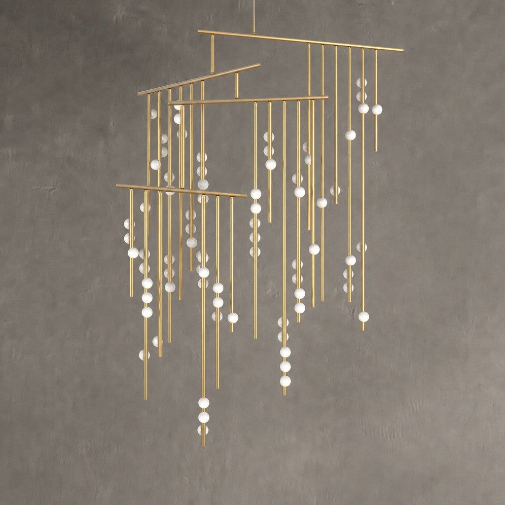 Brass Glass Drop Chandelier