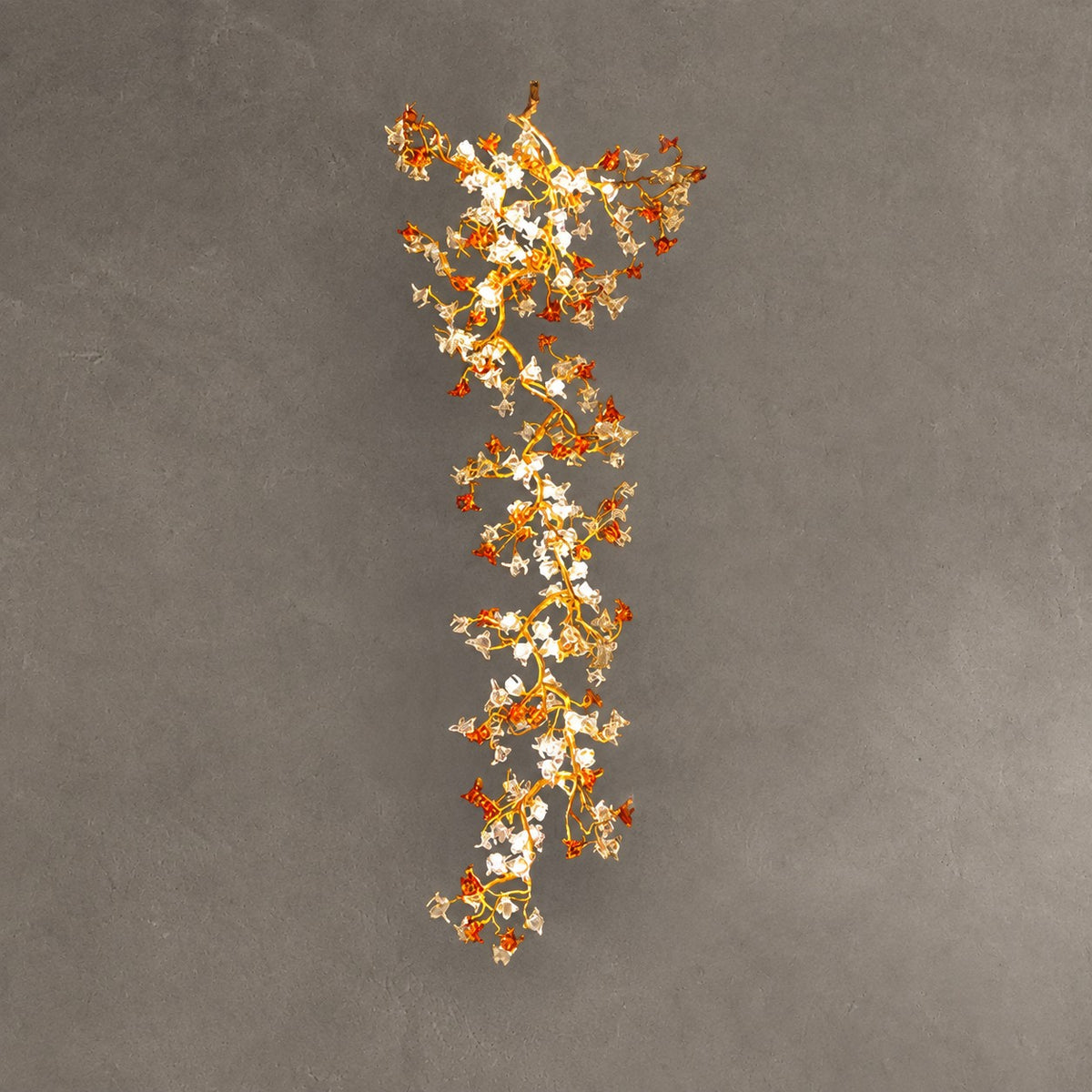 Brass Maple Branch Glass Chandelier