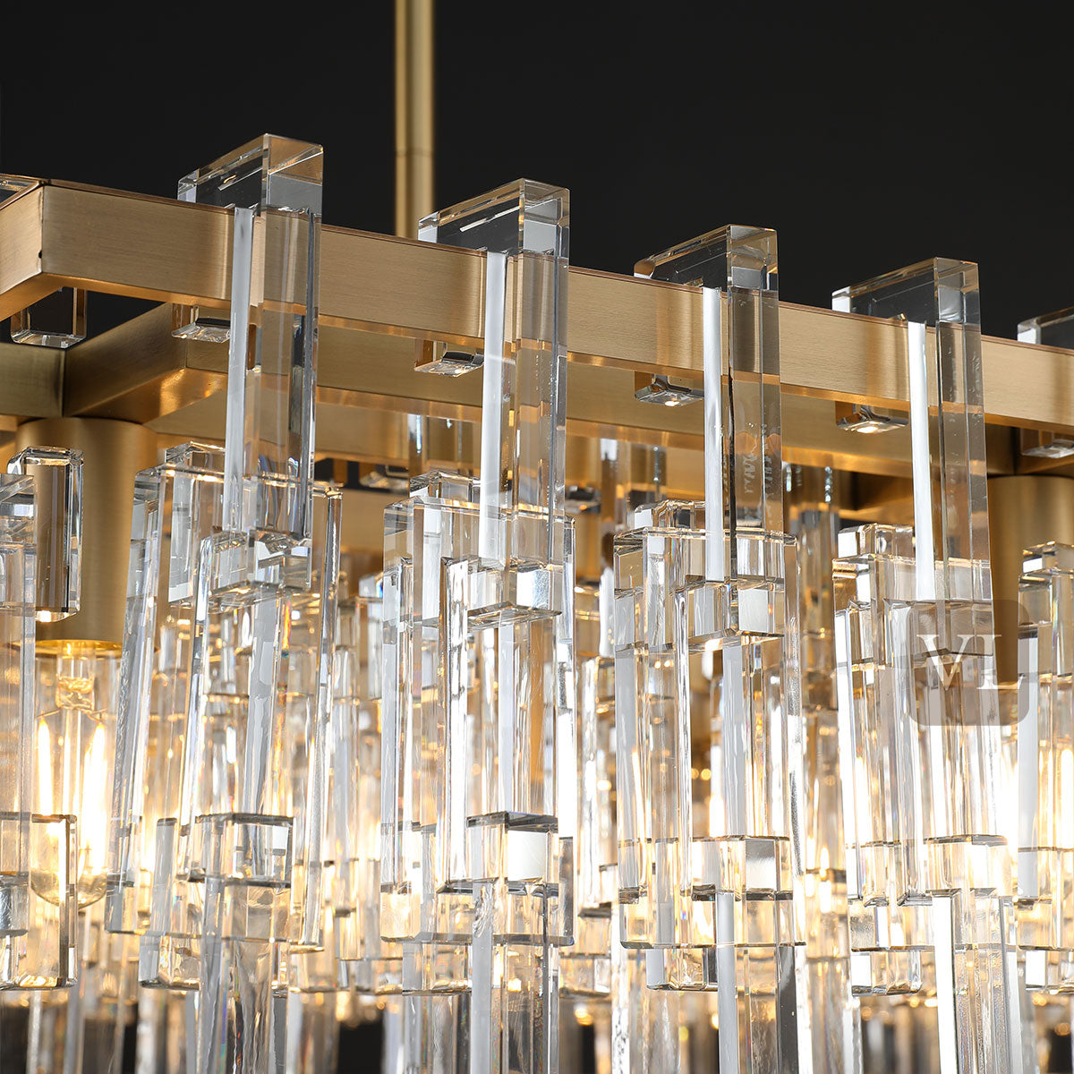Miravon K9 Crystal Rectangular Chandelier 60"