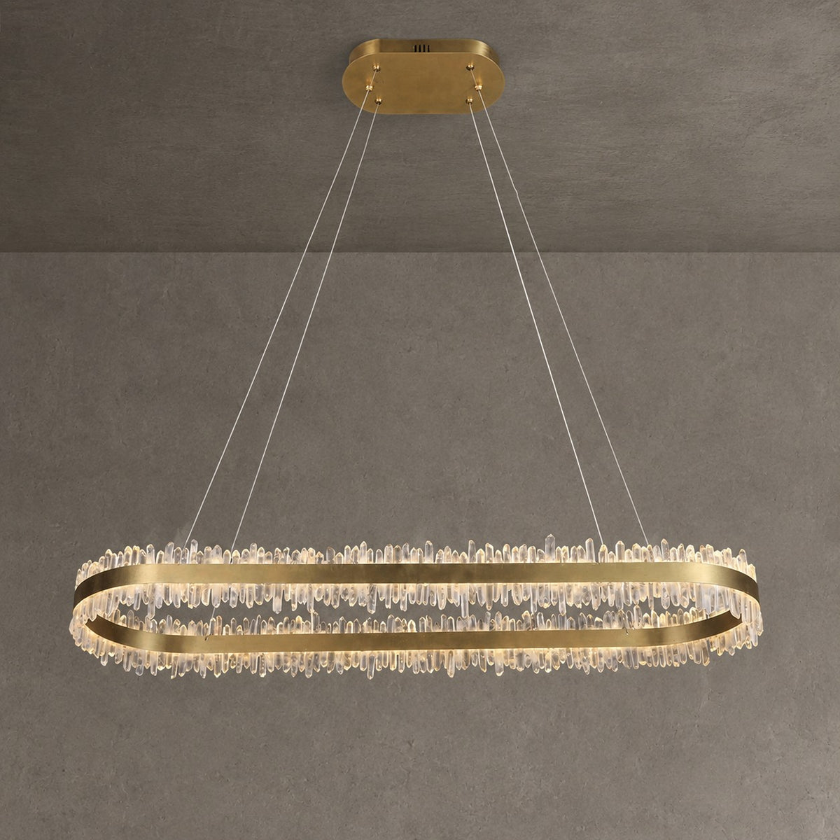 47 Inch Linear Chandelier Modern Quartz Crystal Chandelier for Dining Room