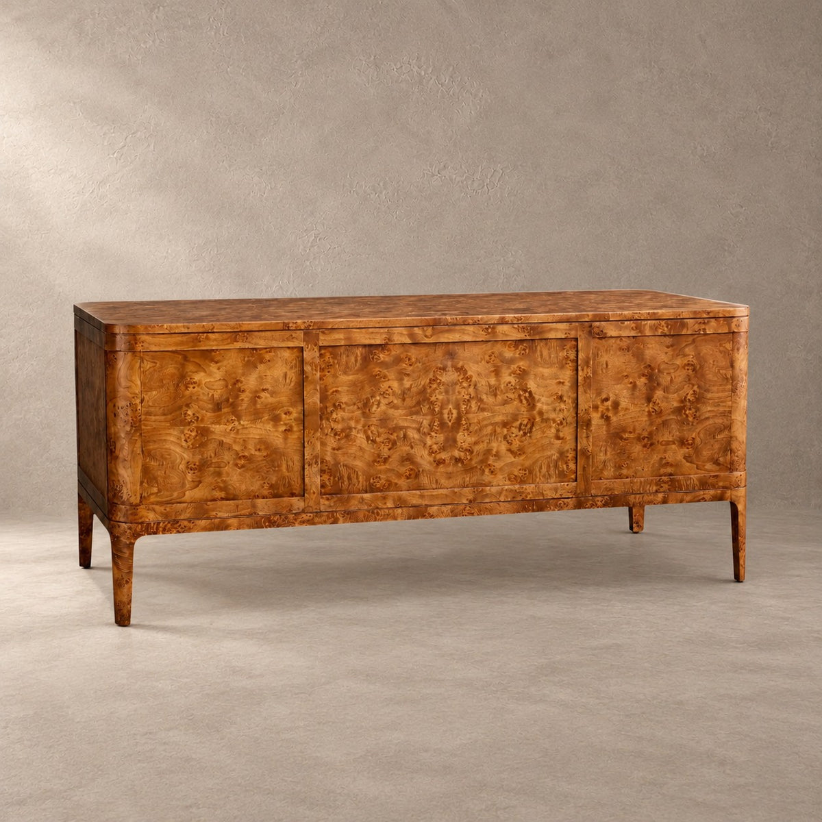 Mappa Burl Wood Curved Workspace Table