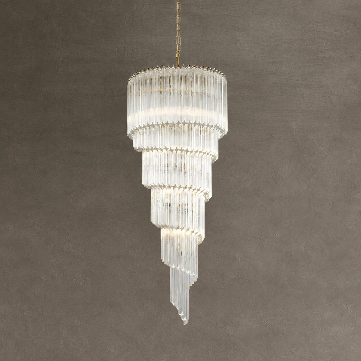 Chandelier Cascada Spiral Clear Crystal Nickel