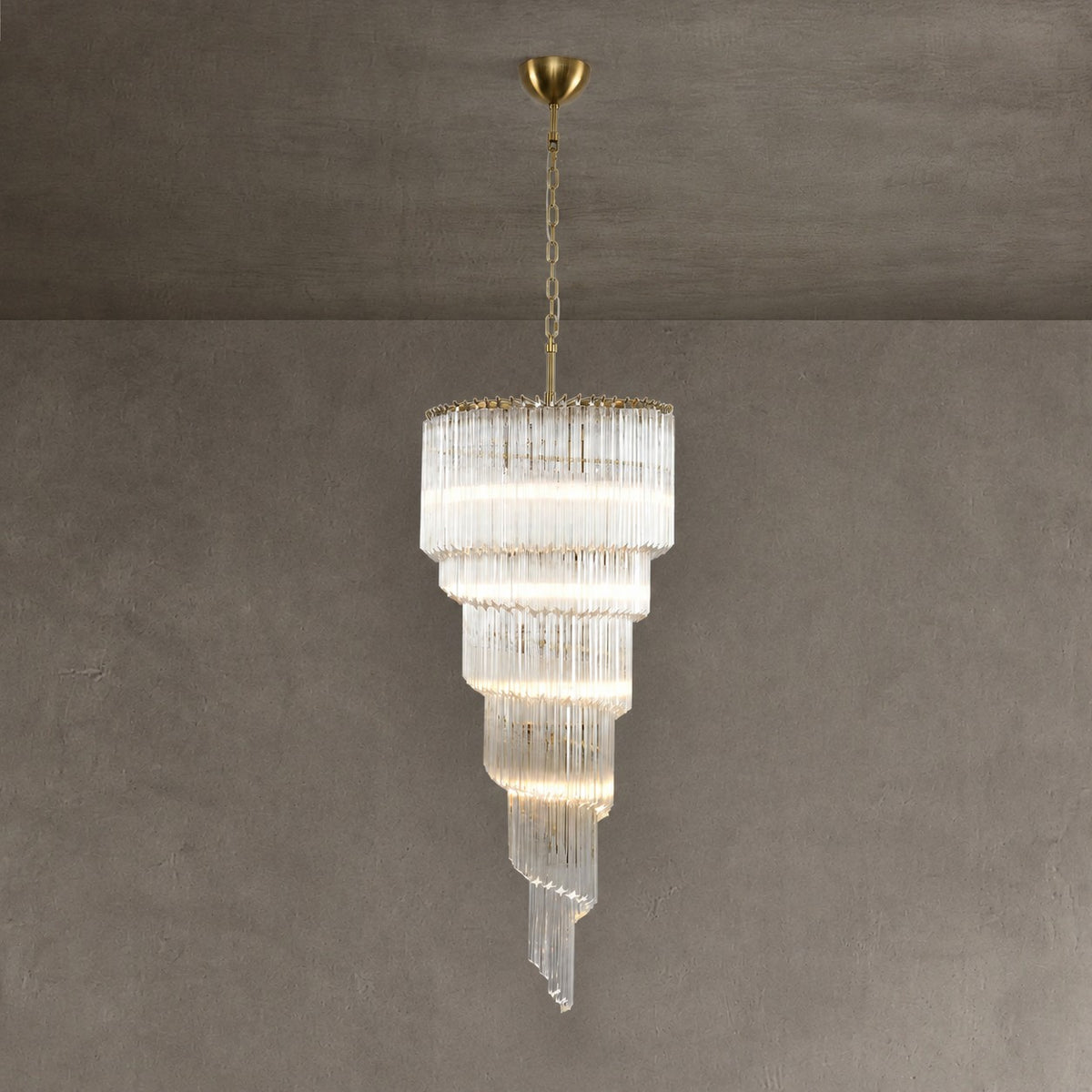 Chandelier Cascada Spiral Clear Crystal Nickel