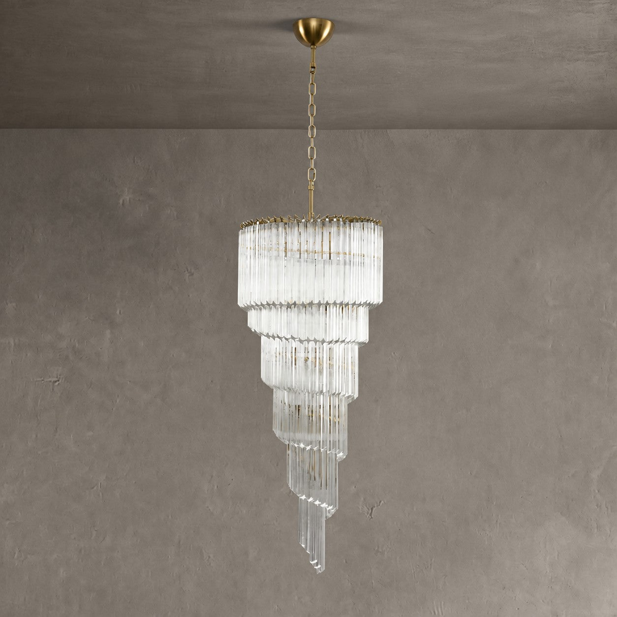 Chandelier Cascada Spiral Clear Crystal Nickel