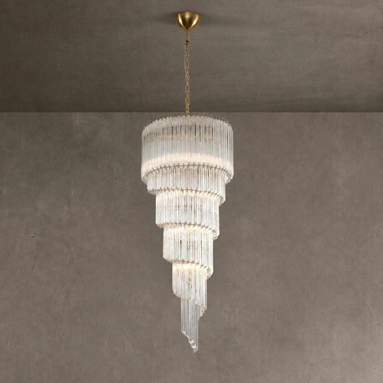 Chandelier Cascada Spiral Clear Crystal Nickel