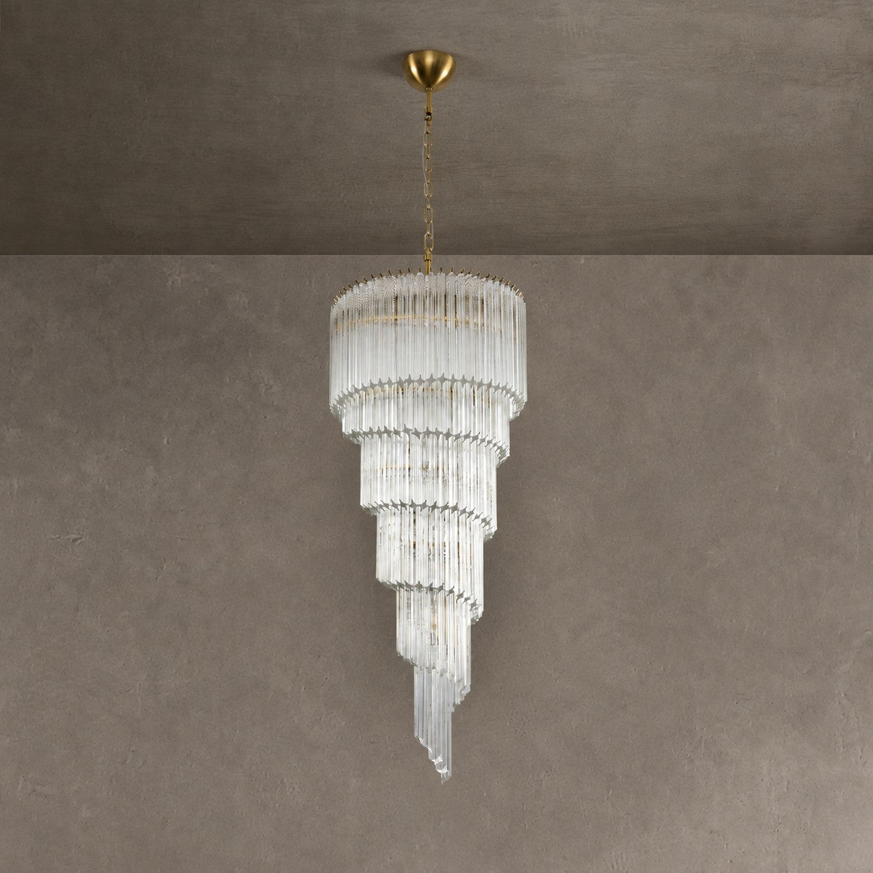 Chandelier Cascada Spiral Clear Crystal Nickel