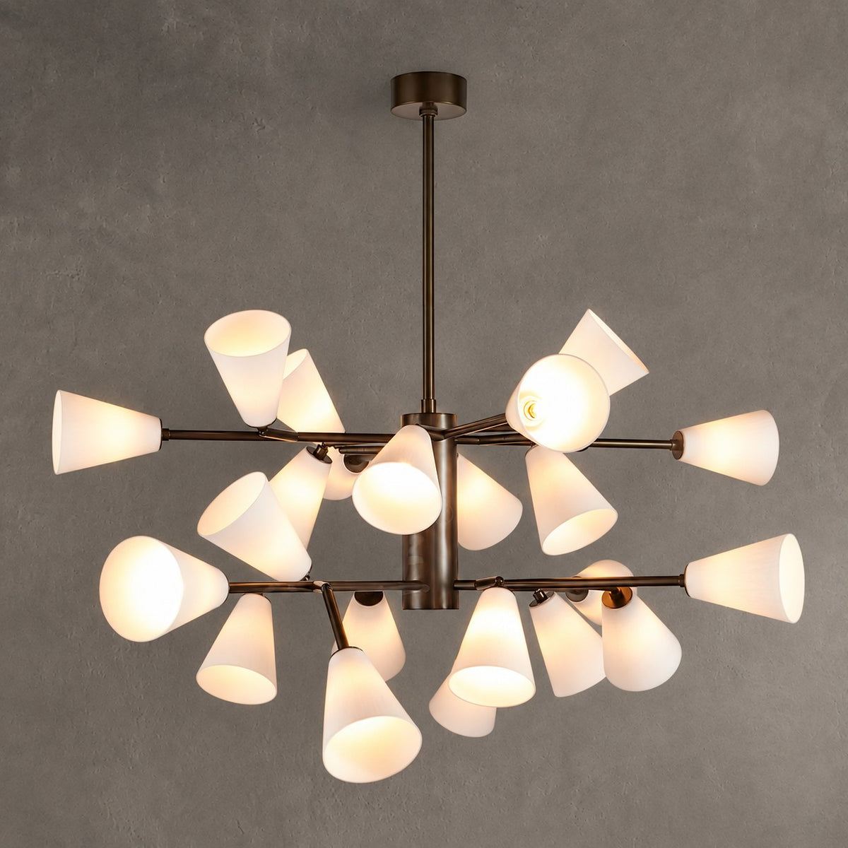 Chandelier Cassius Sputnik 18-Arm Bronze White Glass