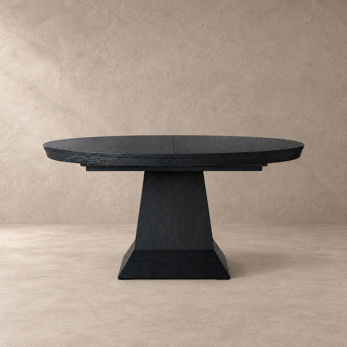 Expandable Round Oak Dining Table with Leaves