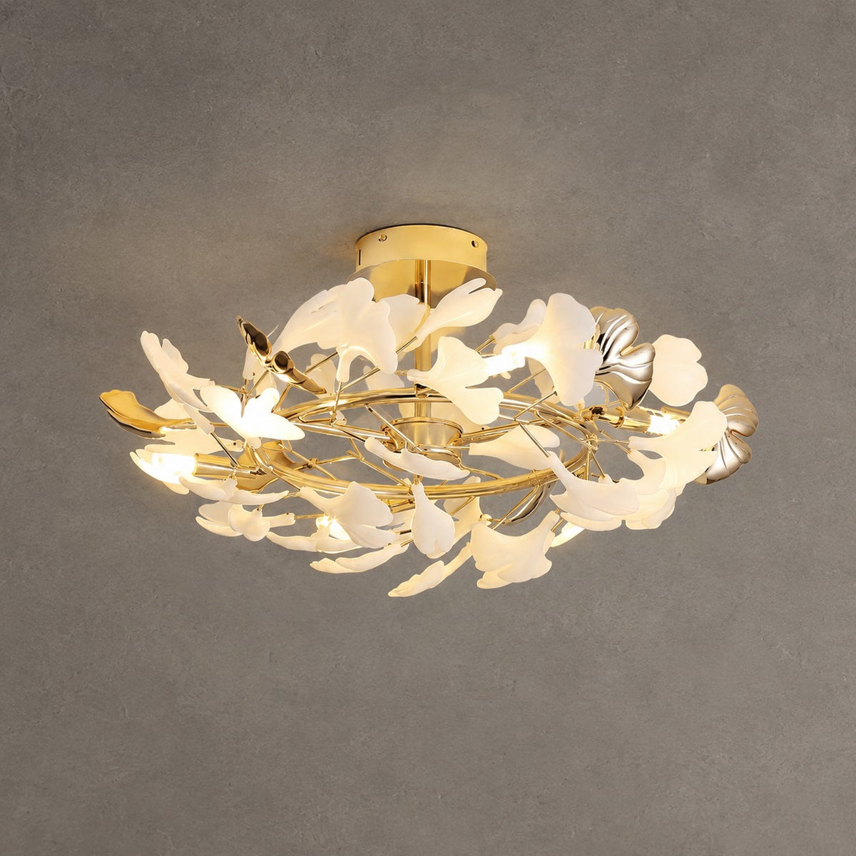 Ceramic Ginkgo Leaf Flushmount