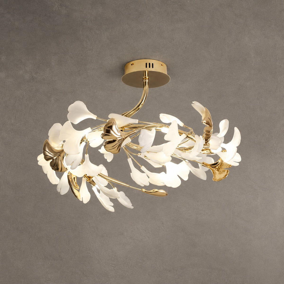 Ceramic Ginkgo Leaf Flushmount