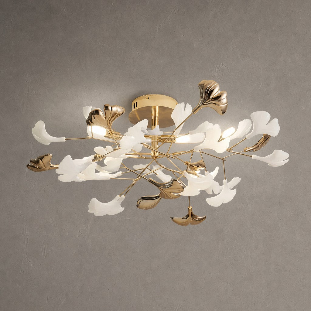 Ceramic Ginkgo Leaf Flushmount
