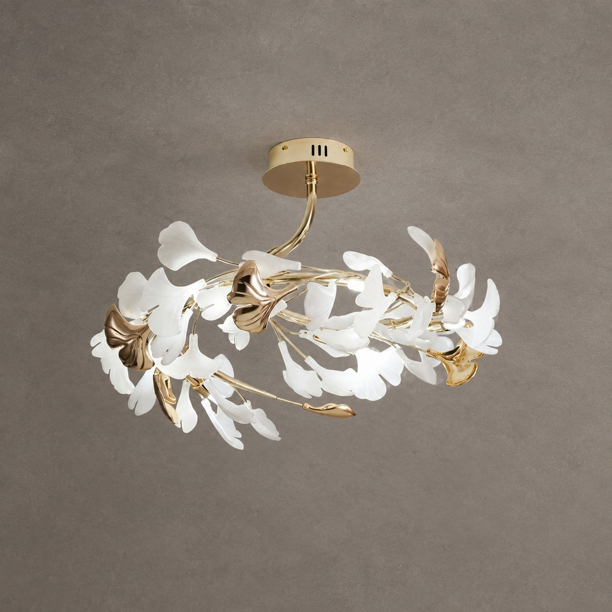 Ceramic Ginkgo Leaf Flushmount