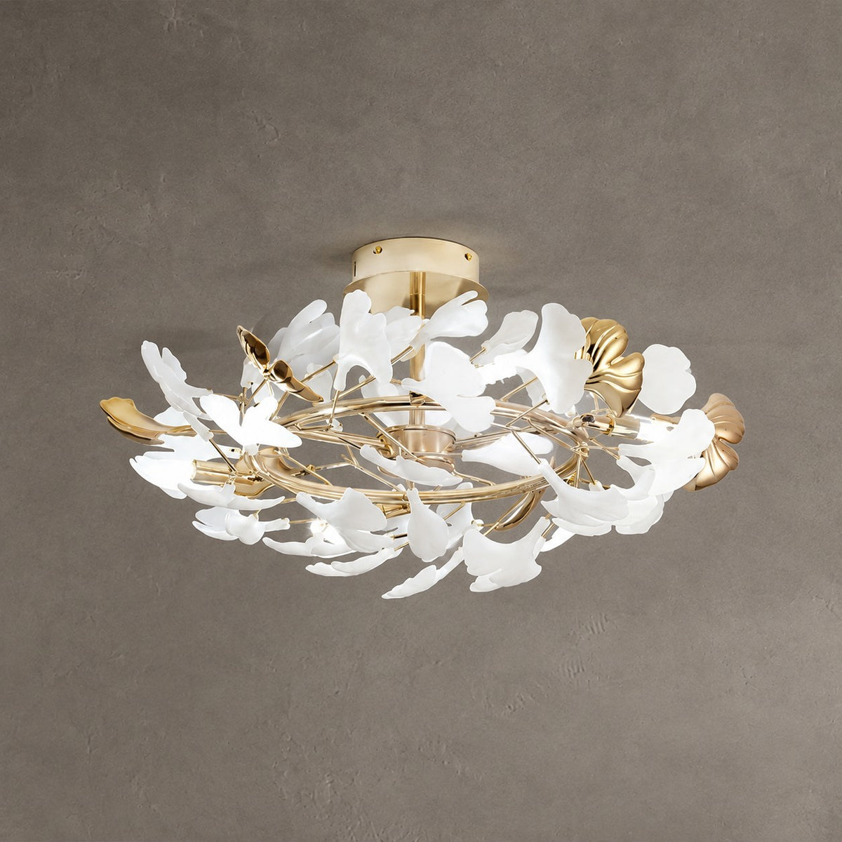 Ceramic Ginkgo Leaf Flushmount