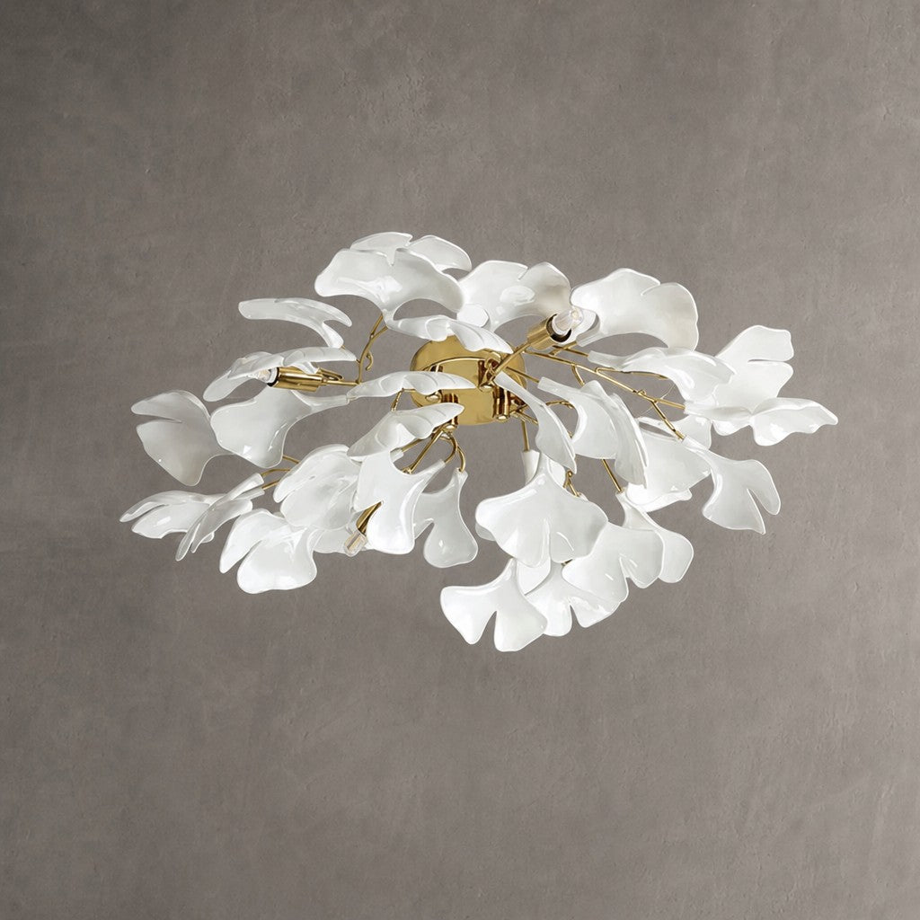 Ceramic Ginkgo Leaf Flushmount