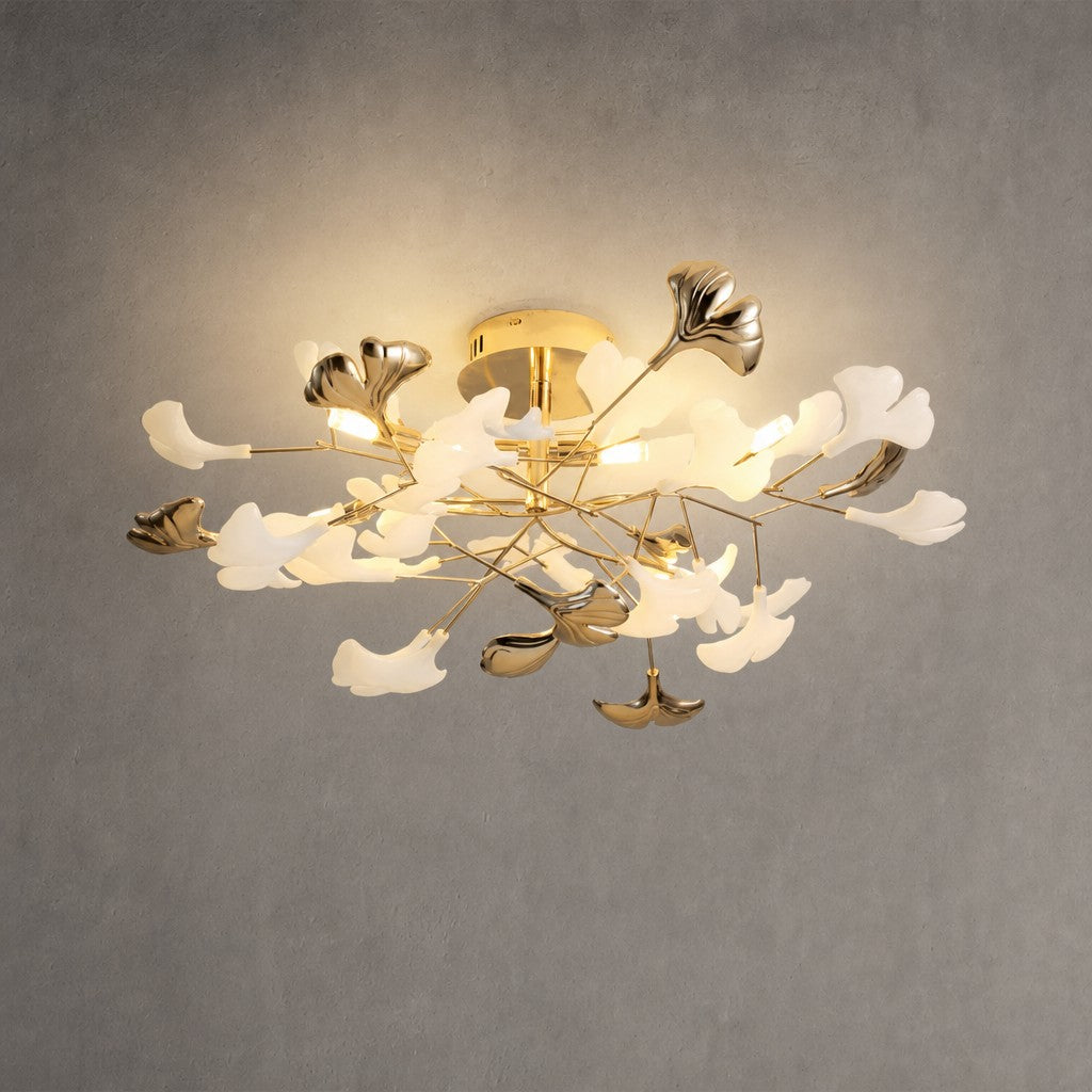 Ceramic Ginkgo Leaf Flushmount