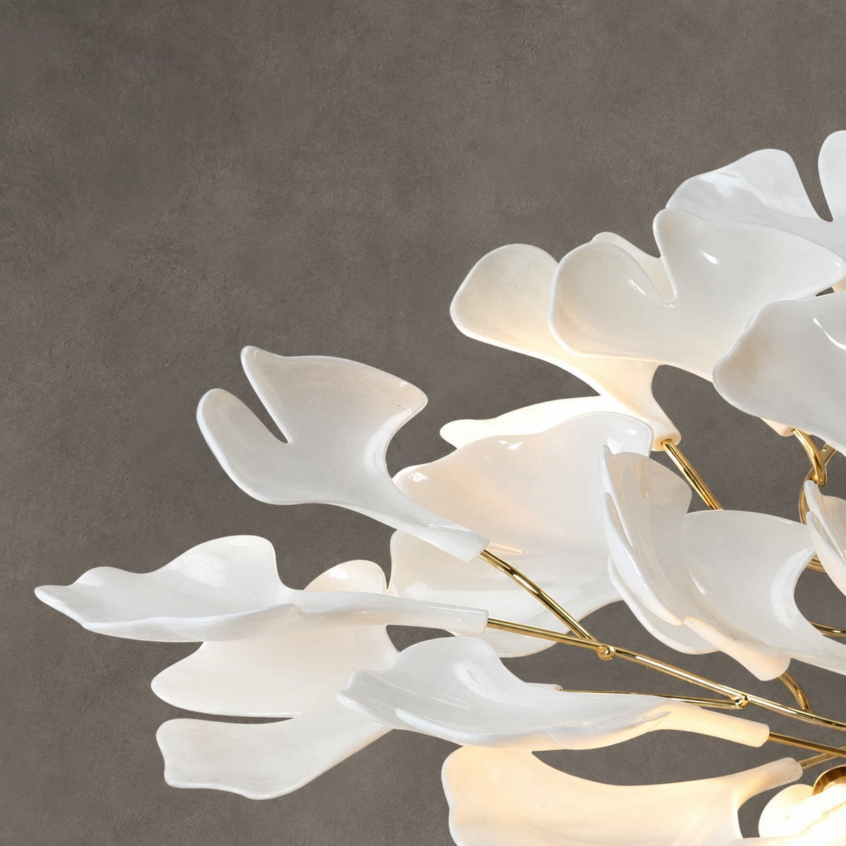 Ceramic Ginkgo Leaf Flushmount