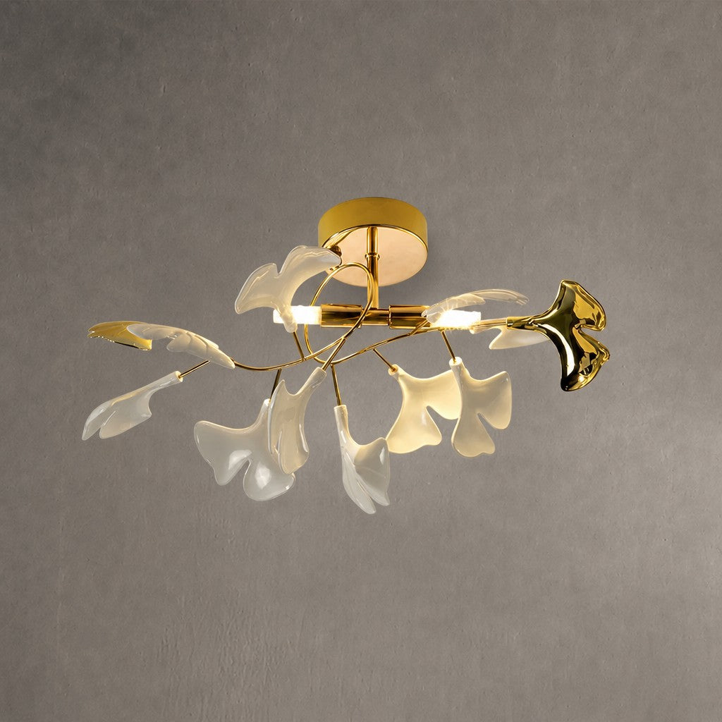 Ceramic Ginkgo Leaf Flushmount