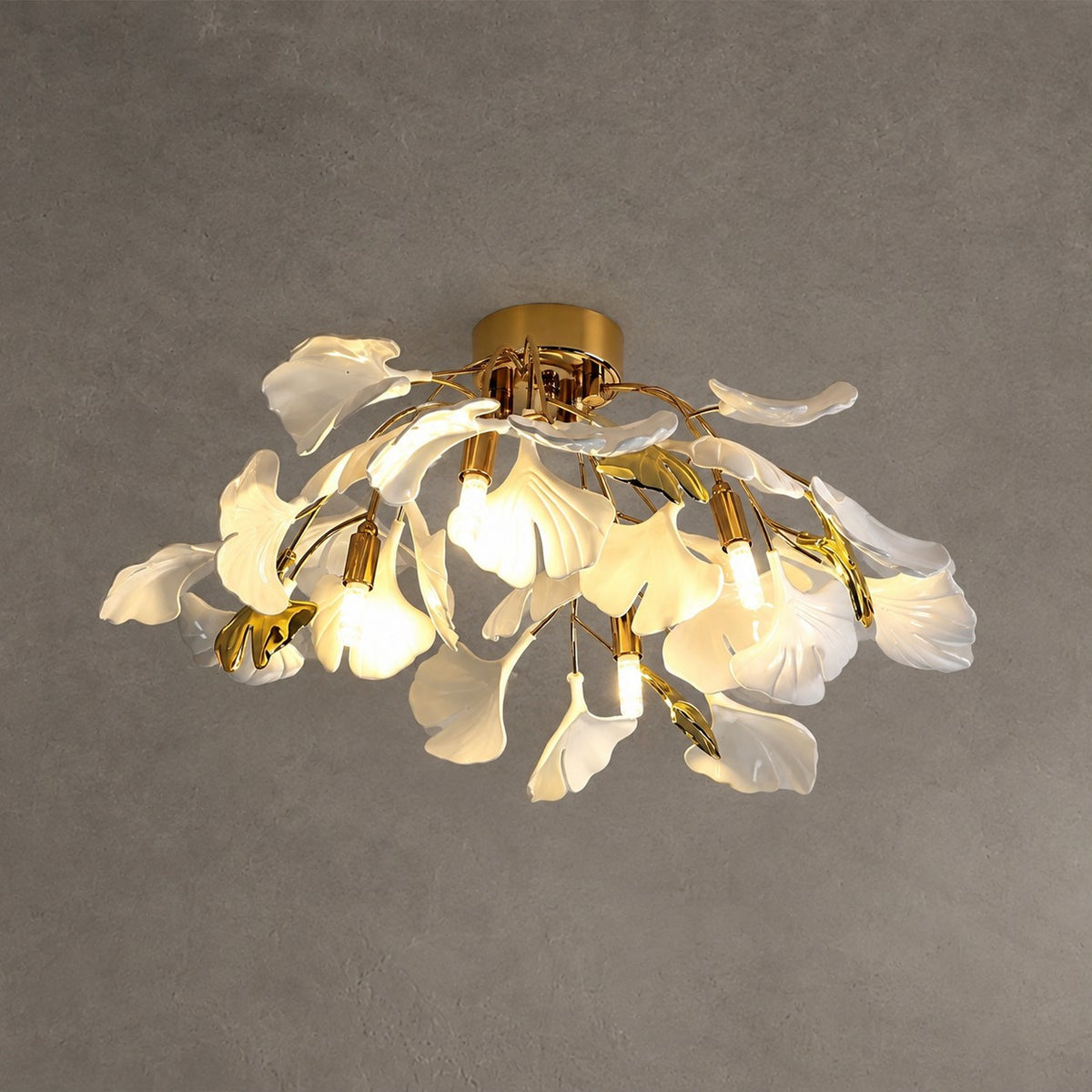 Ceramic Ginkgo Leaf Flushmount