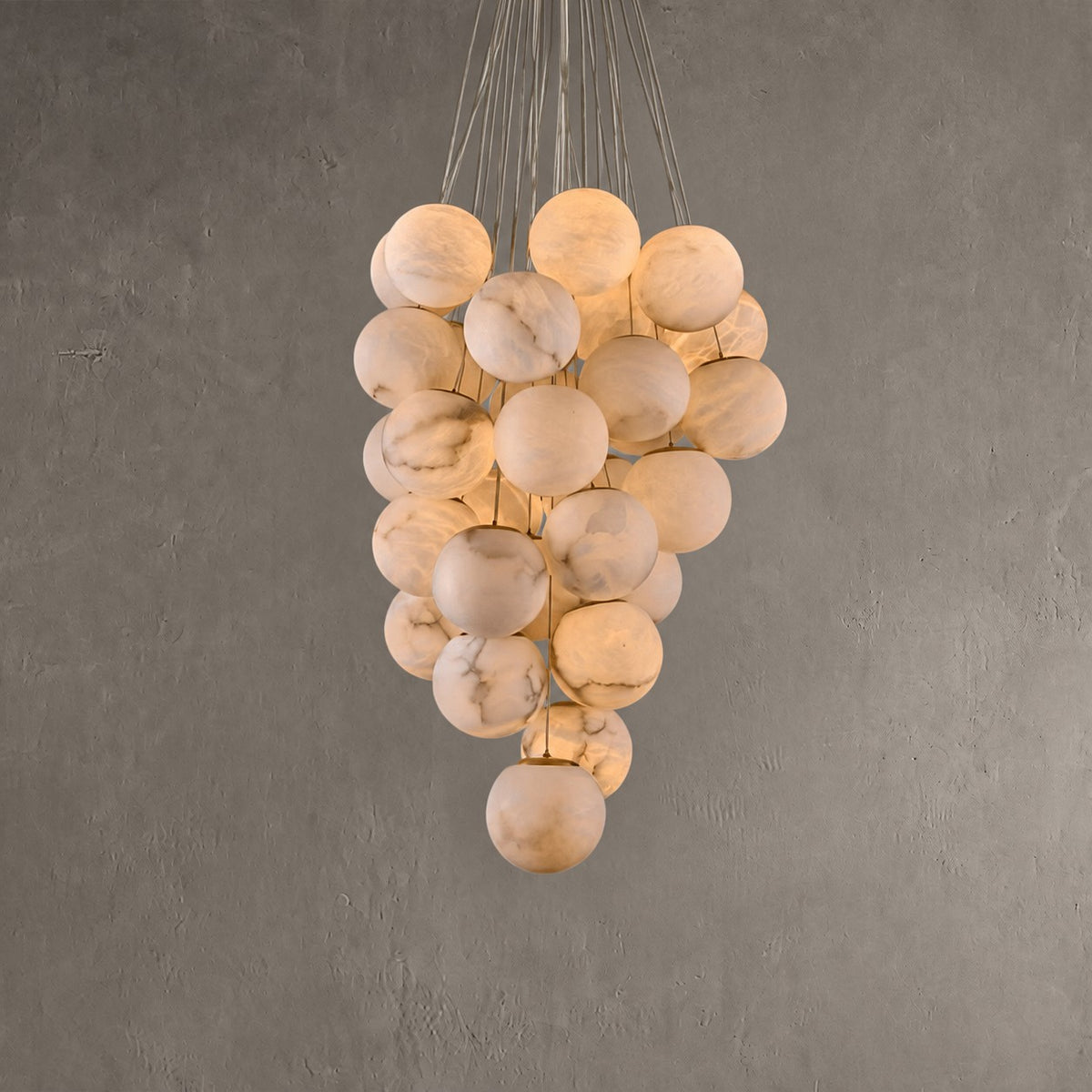 Alabaster Chandelier Cluster Globe 31-Ball Gold