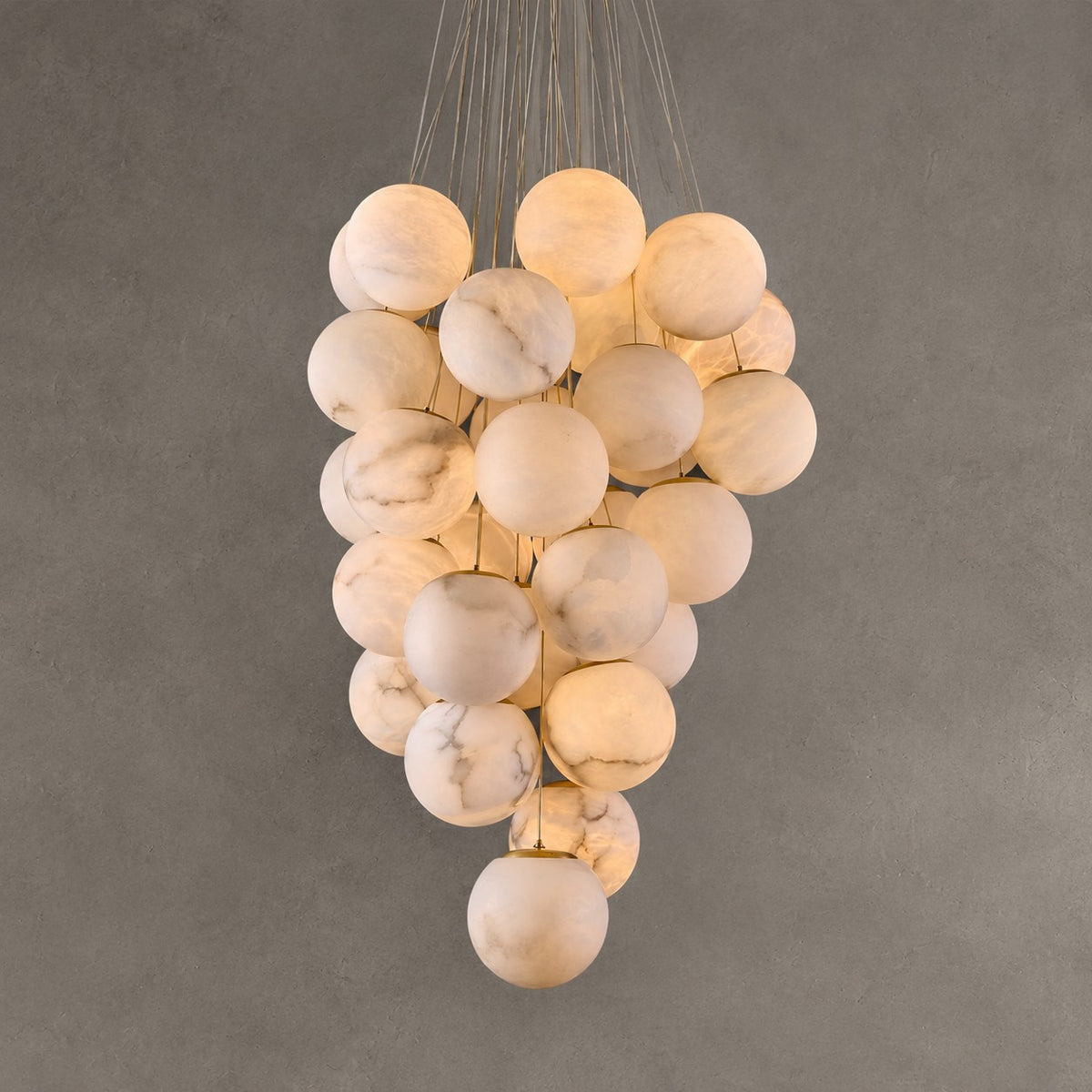 Alabaster Chandelier Cluster Globe 31-Ball Gold