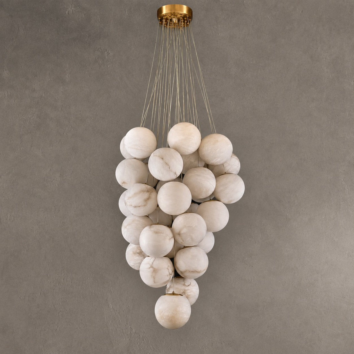 Alabaster Chandelier Cluster Globe 31-Ball Gold