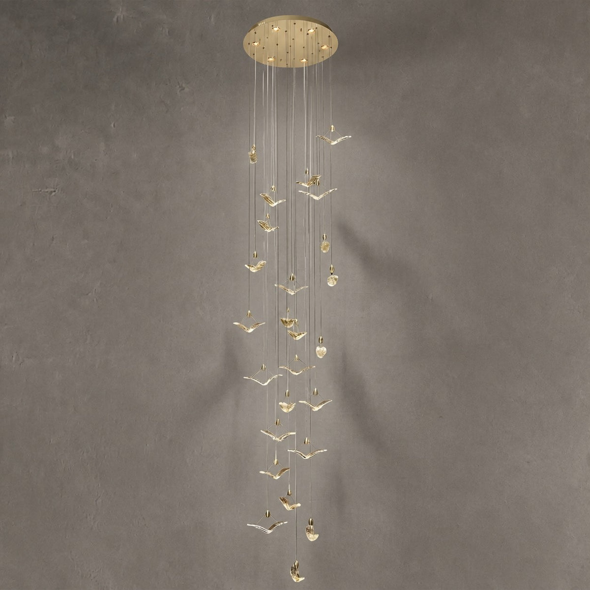 Crane Cascading Handmade Glass Chandelier