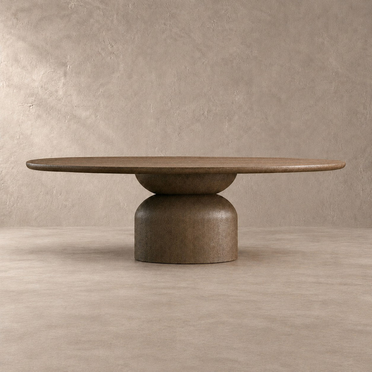 Hand-Sculpted Modern Oval Oak Dining Table