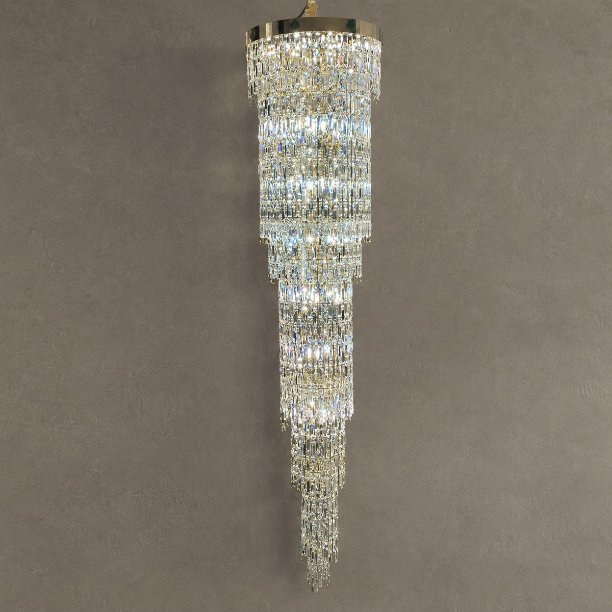 Luxury Modern Round Multi-layers Crystal Chandelier with Four Leaf Clover for Staircase/High-ceiling Space/ Foyer