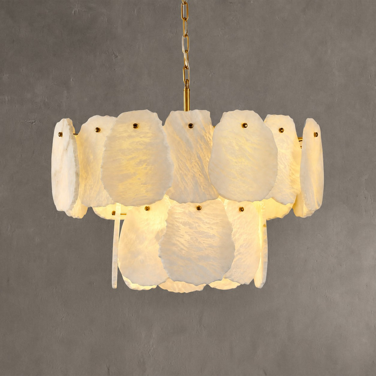 Alabaster Block Round Pendant D600 - Copper