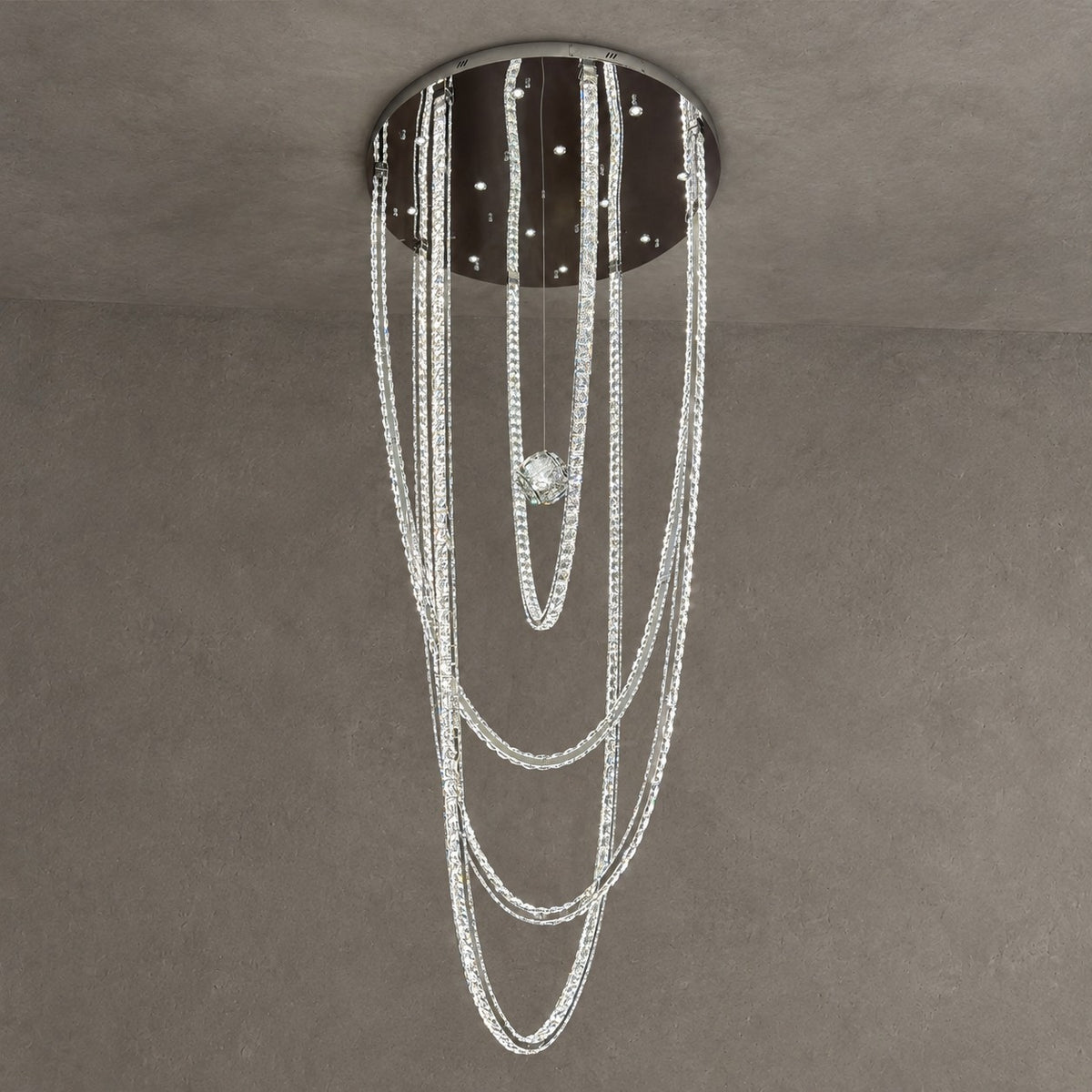 Luxury U-shaped Crystal Chandelier for High Ceilings