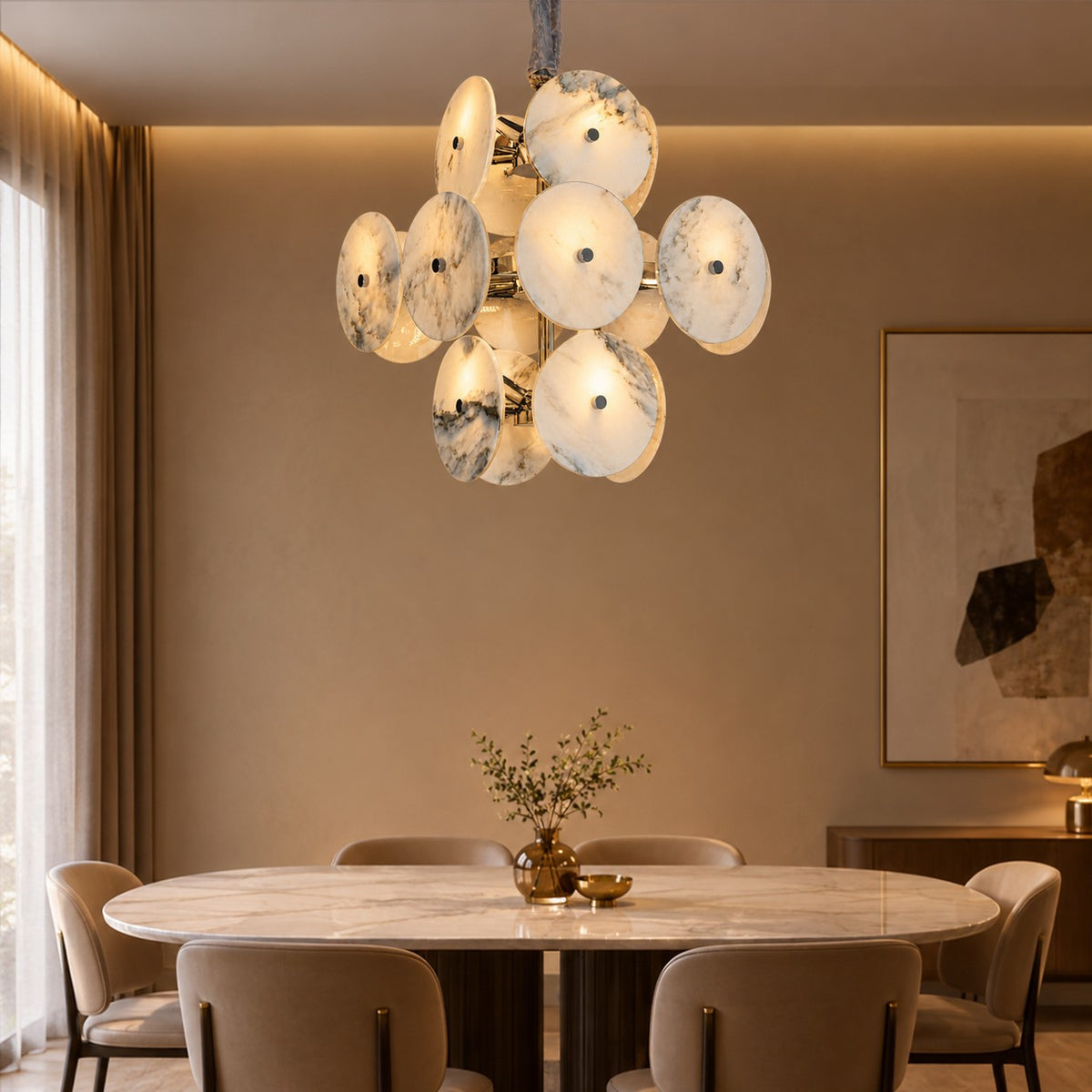 Modern Sculptural Luxury stone Cluster Chandelier