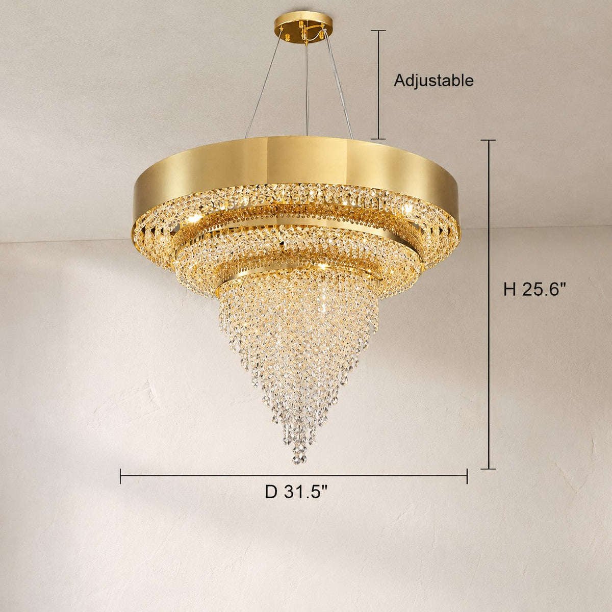Decorative Gold Round Crystal Living Room Chandelier Light Oval Pendant Lamp For Dining Room Kitchen Table