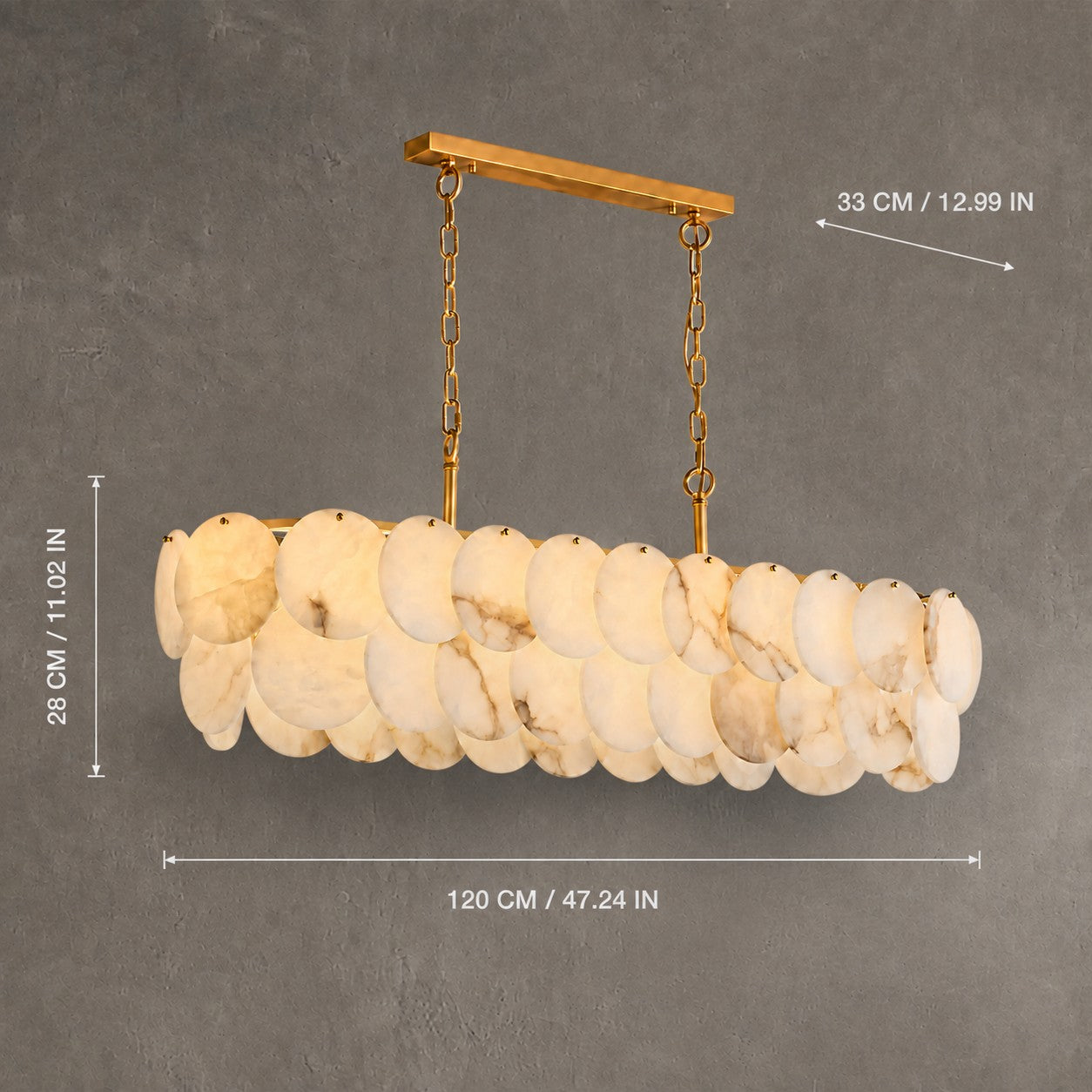 Chandelier Linear French Art Deco Spanish Alabaster