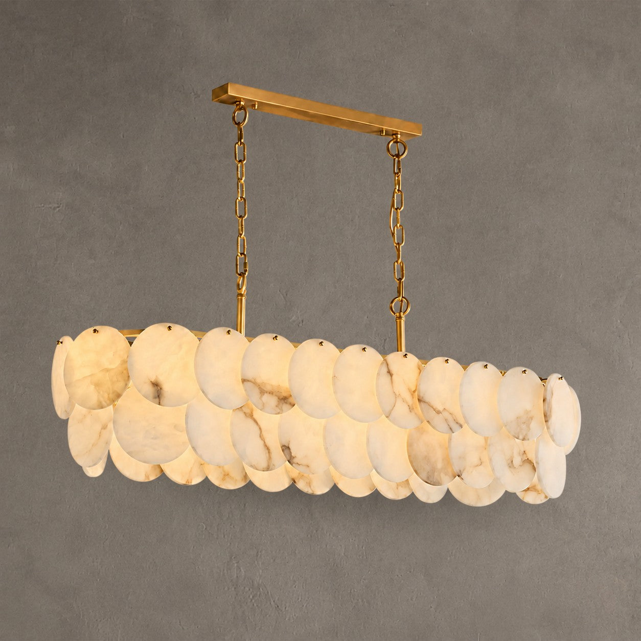 Chandelier Linear French Art Deco Spanish Alabaster